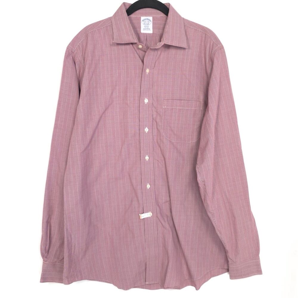 BROOKS BROTHERS Shirt 16.5 - 36 REGENT Check AMERICAN SUPIMA COTTON Red Rose